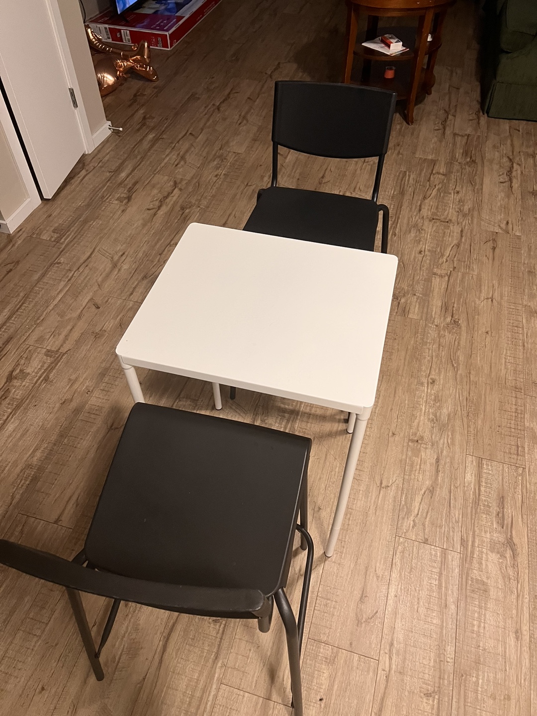 IKEA White Table and 2 Black Chairs - photo 4