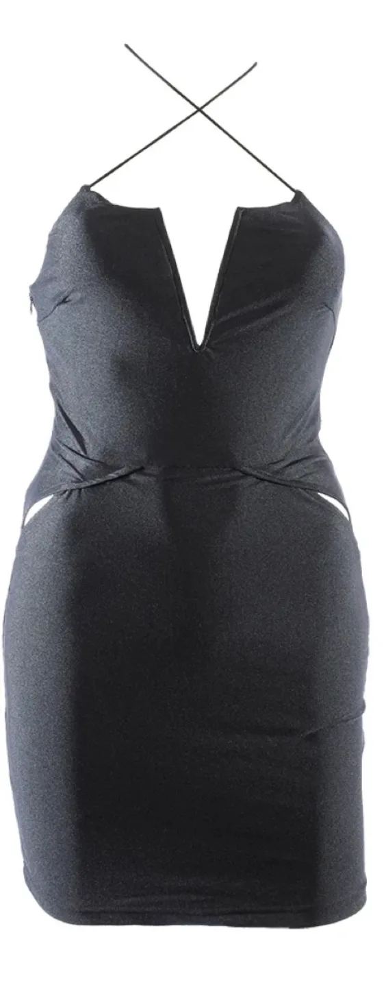 Black Satin Halter Mini Dress FRNK image indicator(5)