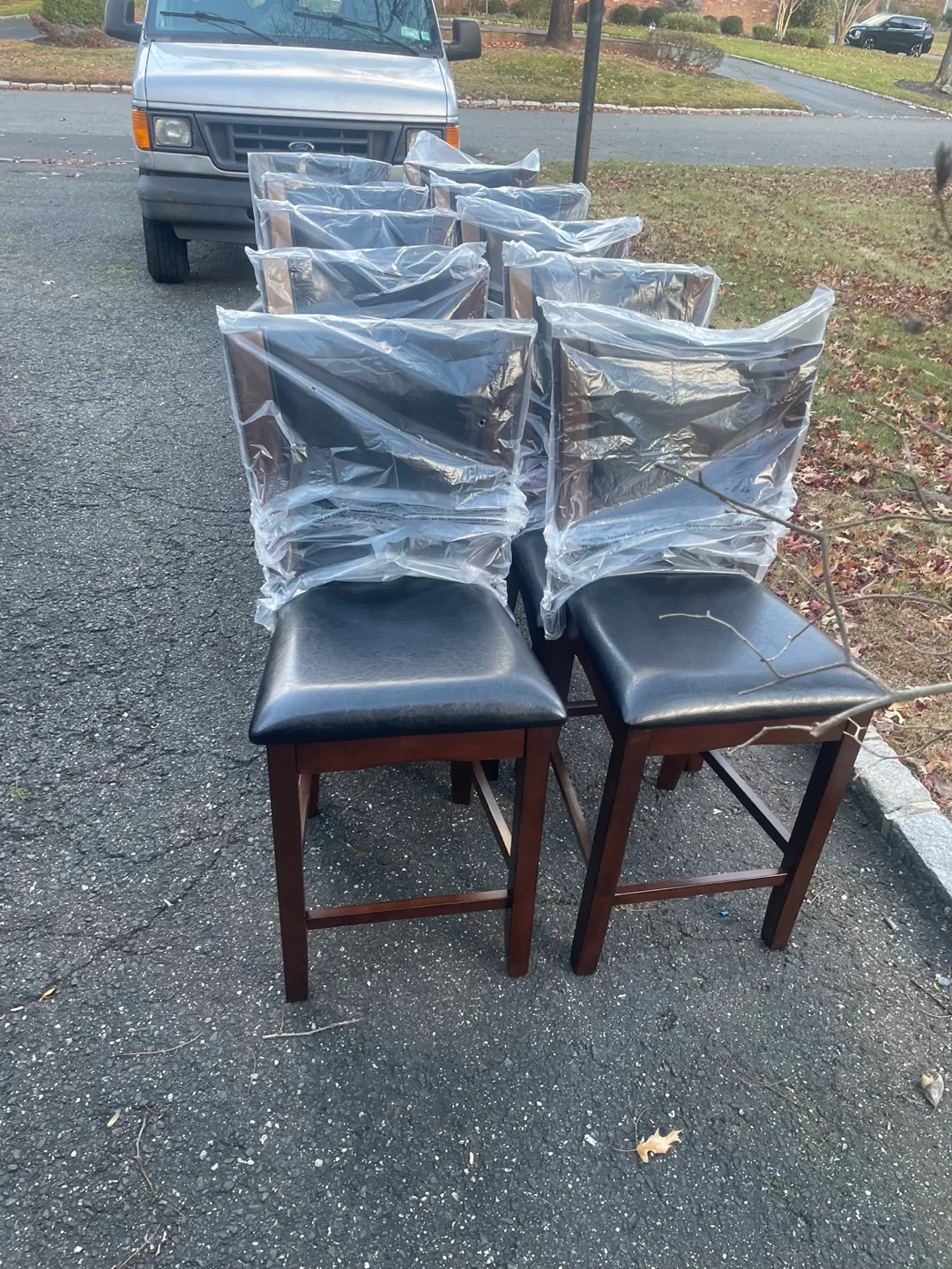 Brand new chair in dark color wood vinyl dark brown image indicator(2)