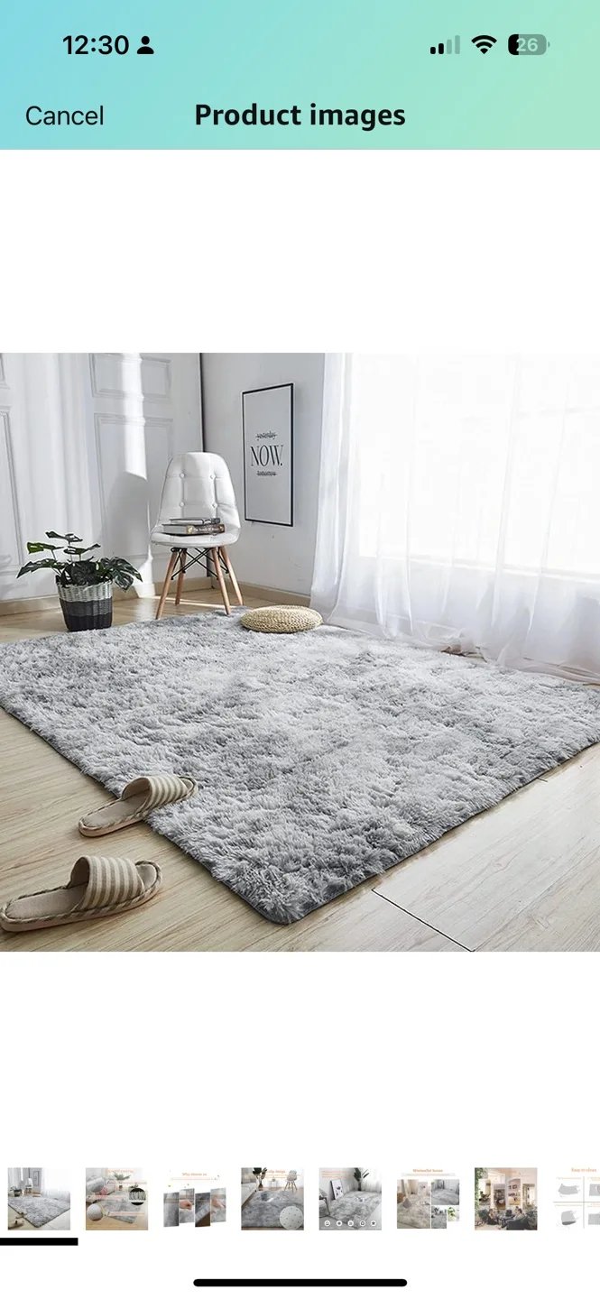 Grey Fluffy Area Rug thumbnail