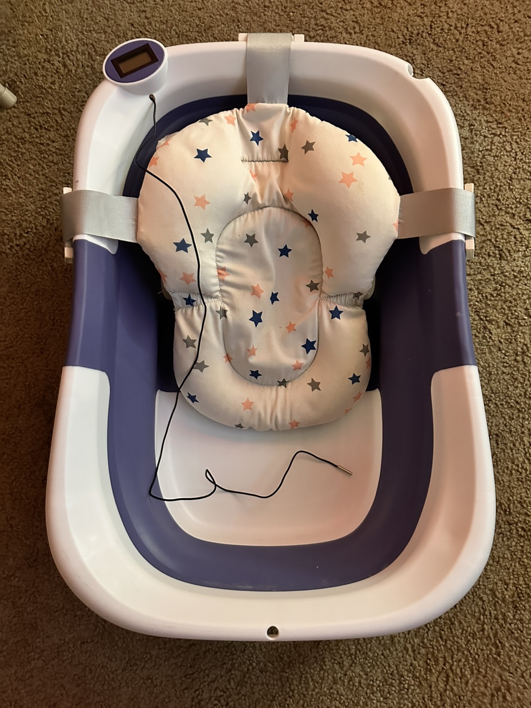 Baby Bath Tub with Thermometer and Folding Feature