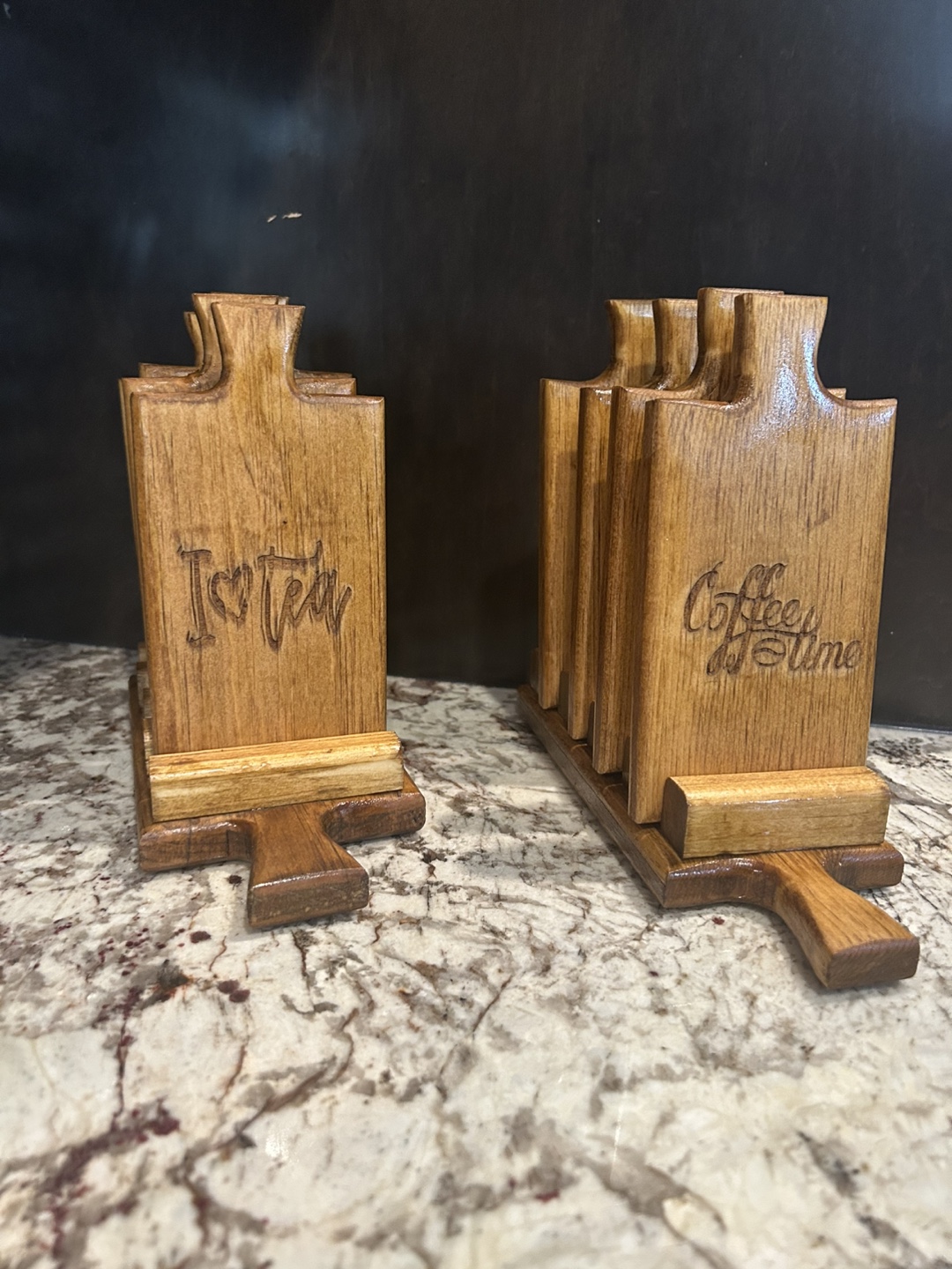 Wooden Coasters Set with Stand - photo 2