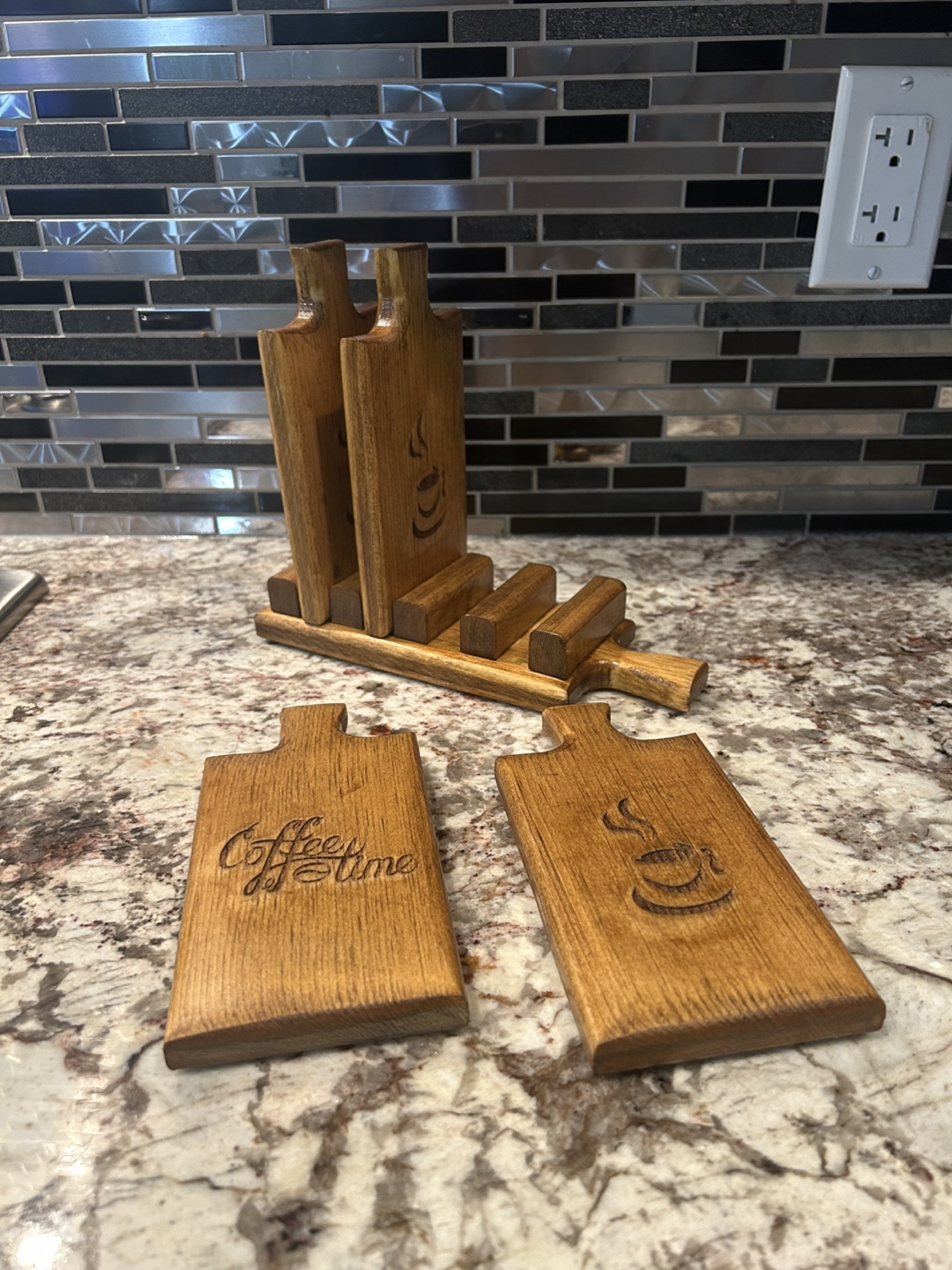 Wooden Coasters Set with Stand - photo 4