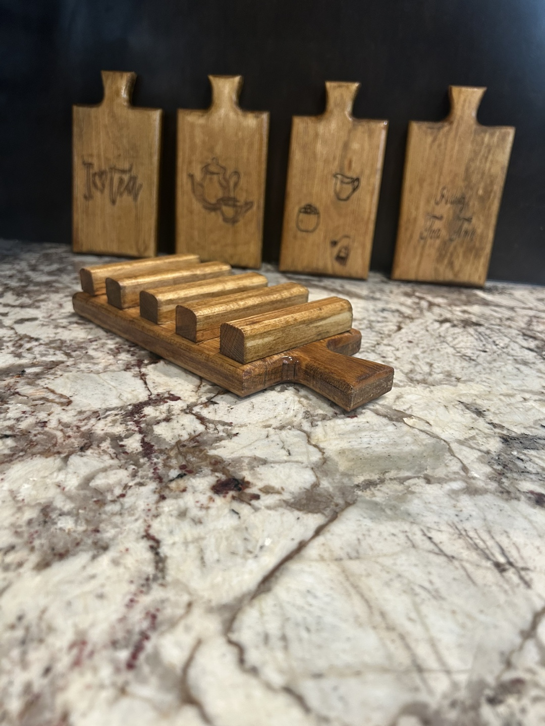 Wooden Coasters Set with Stand - photo 3