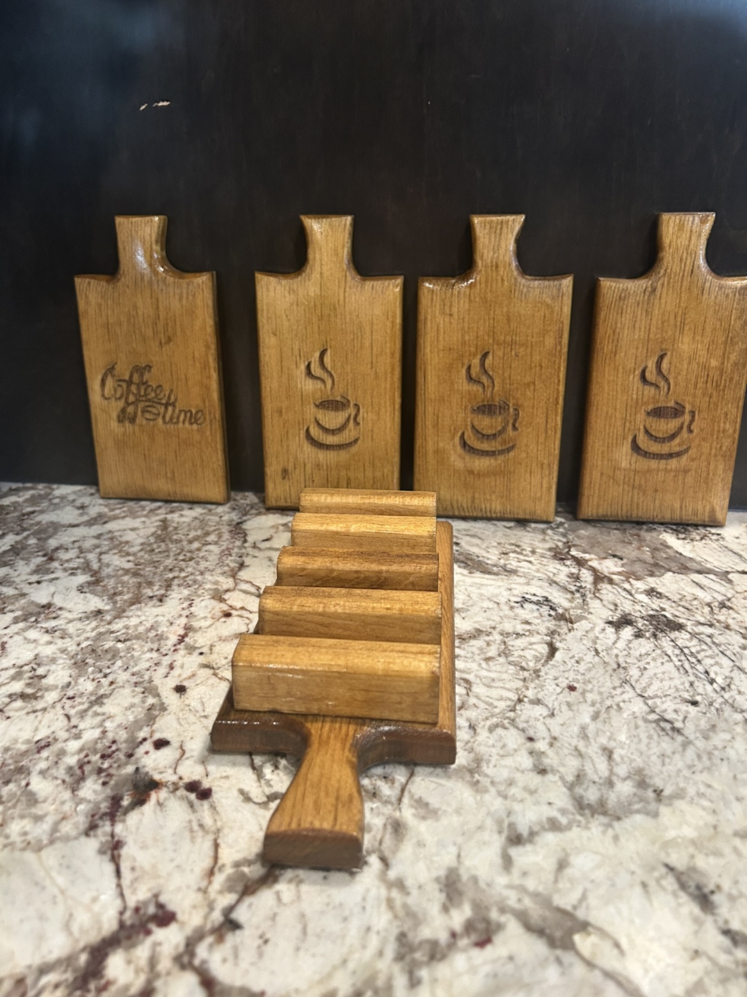 Wooden Coasters Set with Stand