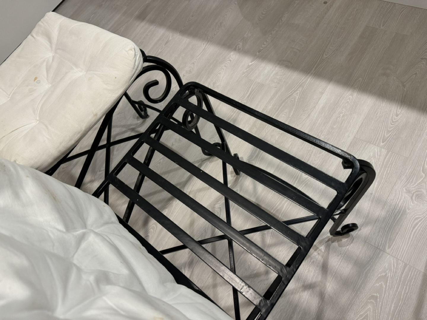 Set of Two Black Metal Counter Stools with Cushions - photo 3
