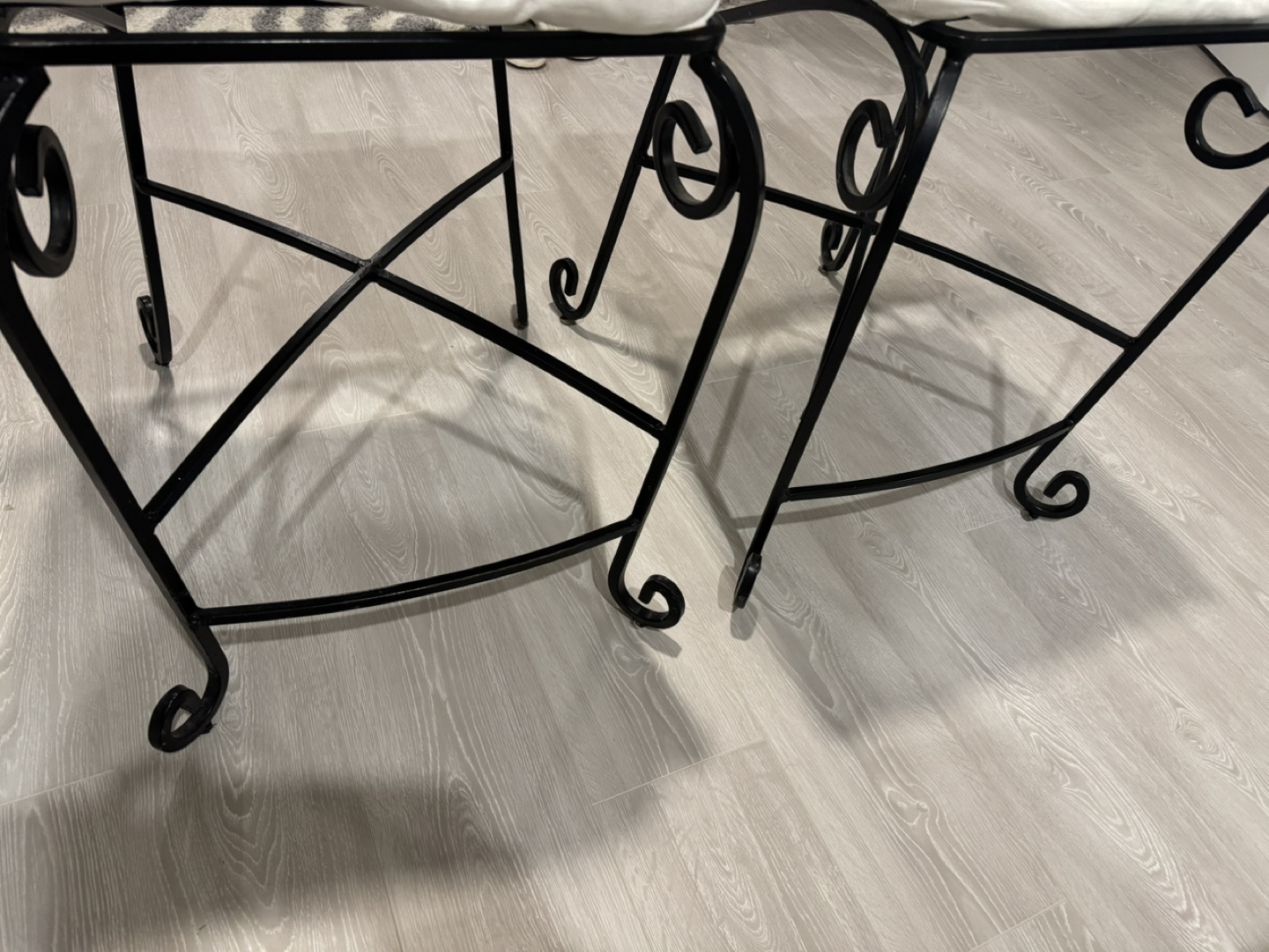 Set of Two Black Metal Counter Stools with Cushions - photo 4