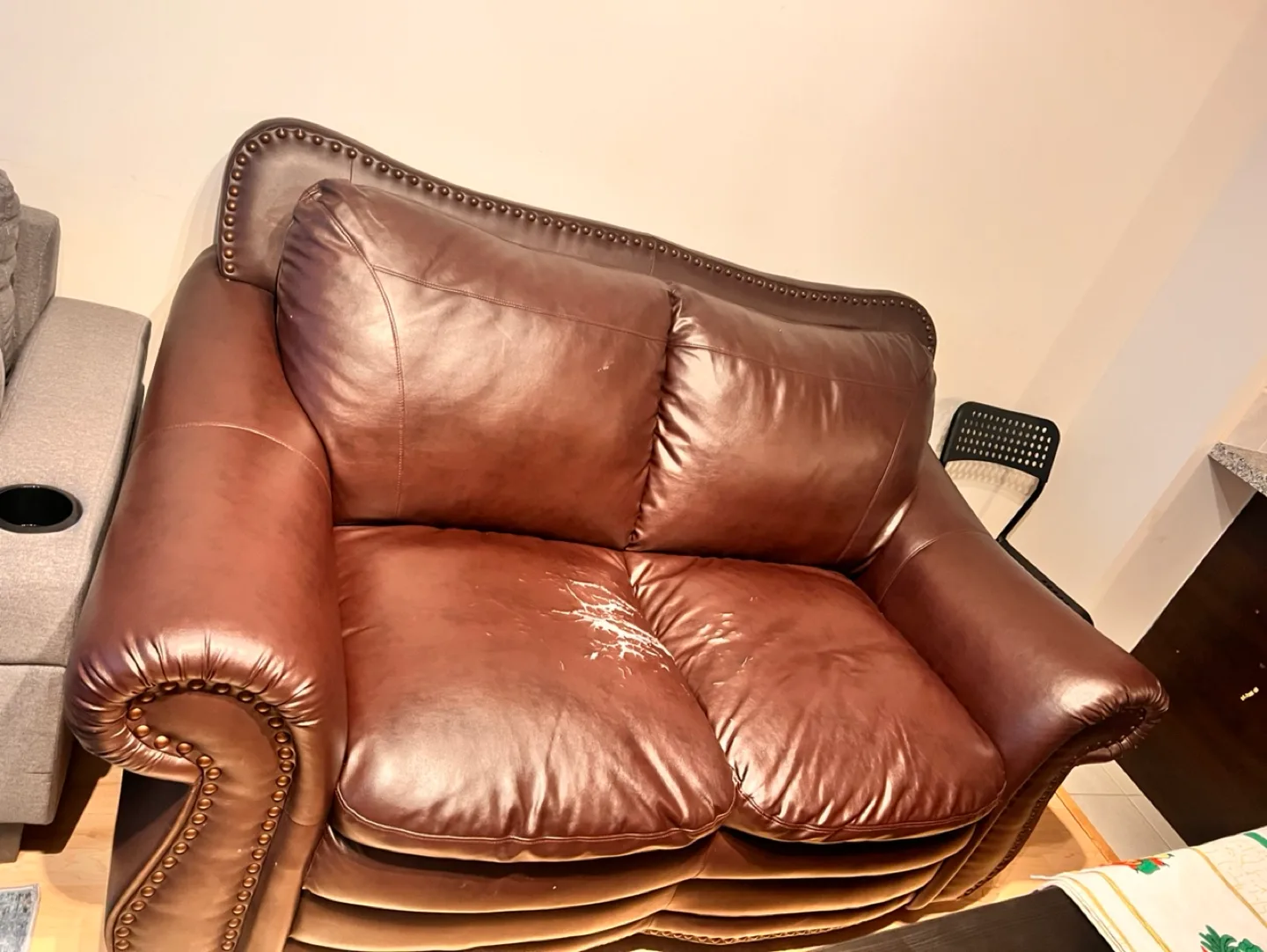 Brown Leather Loveseat thumbnail