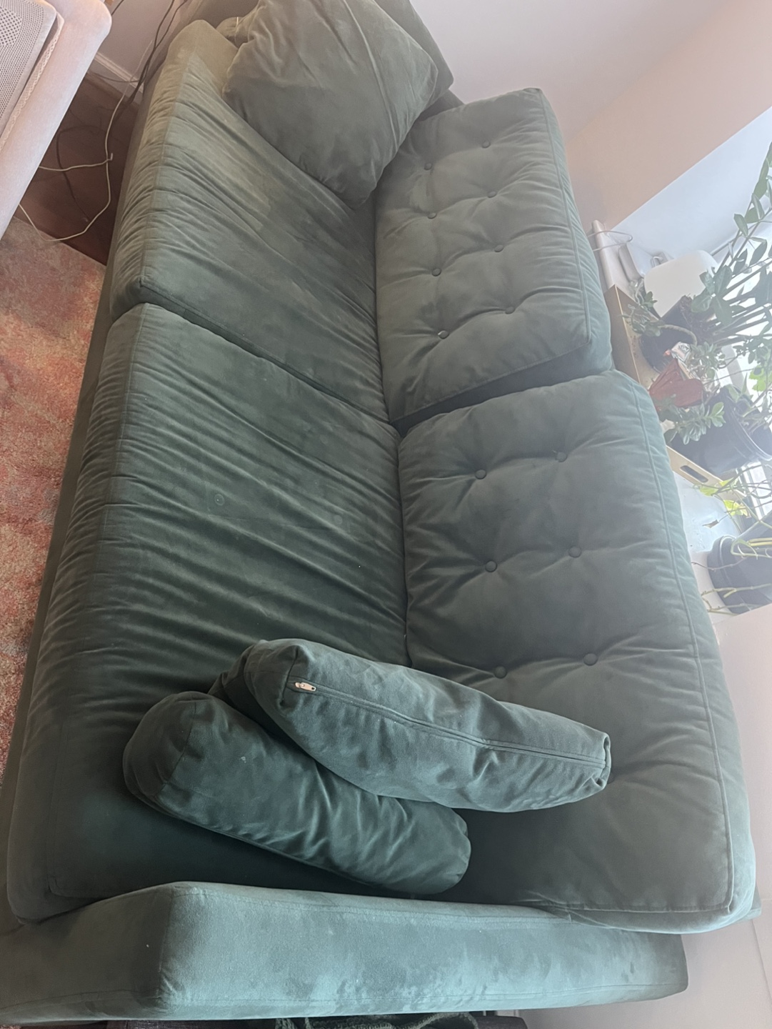 Green velour sofa - photo 2