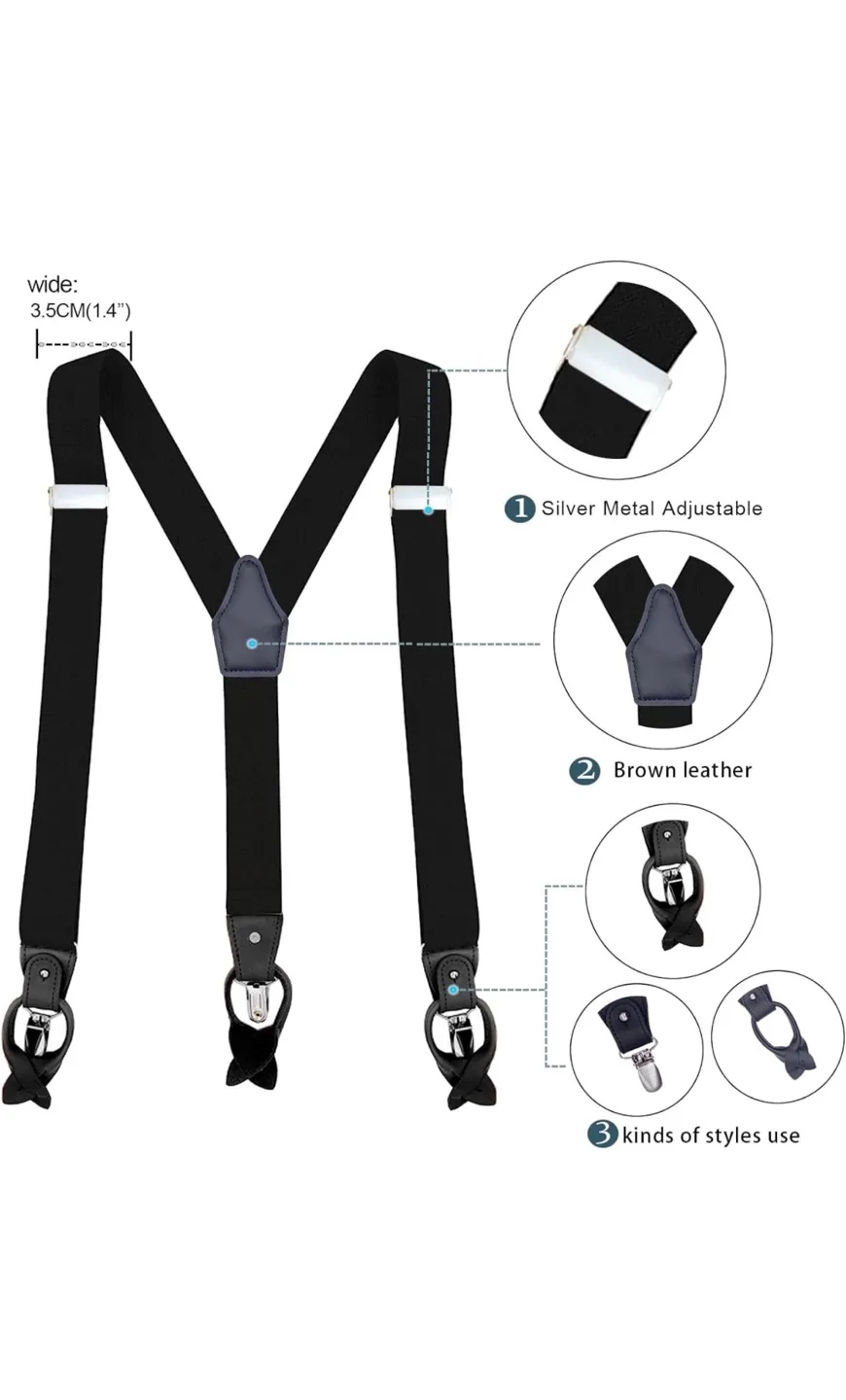 Men's Suspenders - Black Leather Strap image indicator(8)
