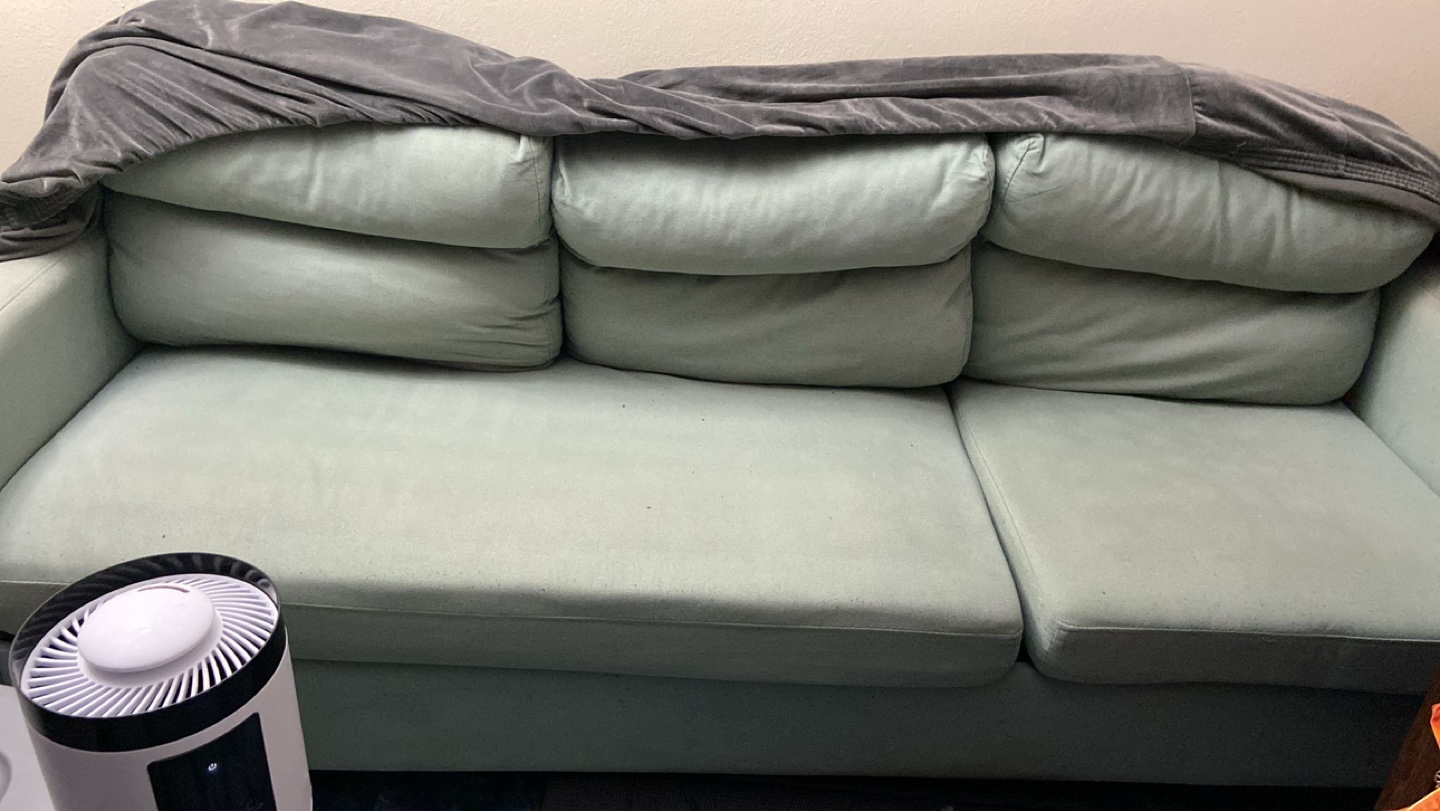 Green Couch with leg stand