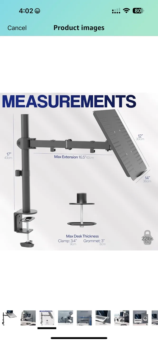 Laptop Stand Desk Mount image indicator(3)