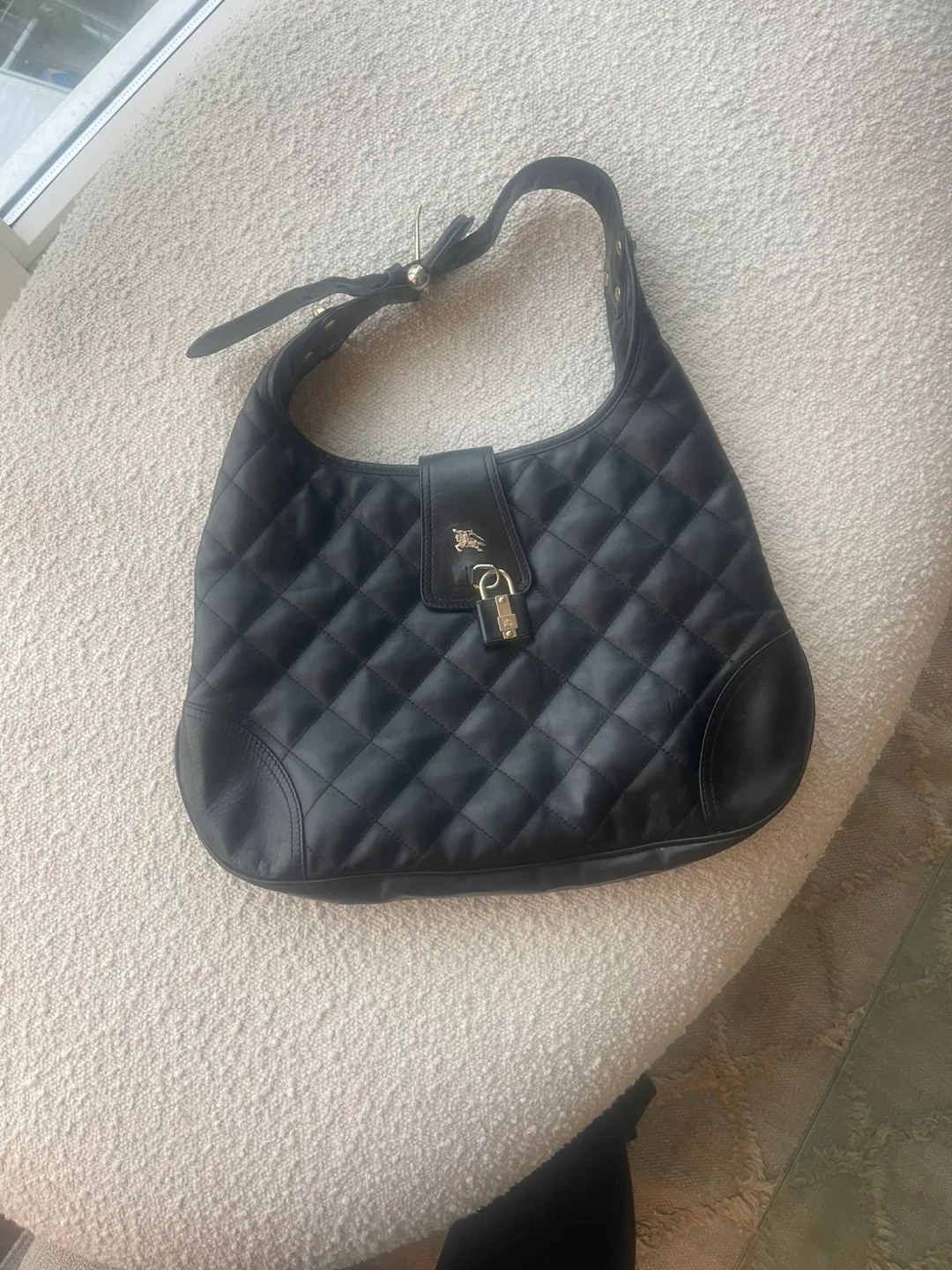 Black Quilted Leather Burberry Shoulder Bag