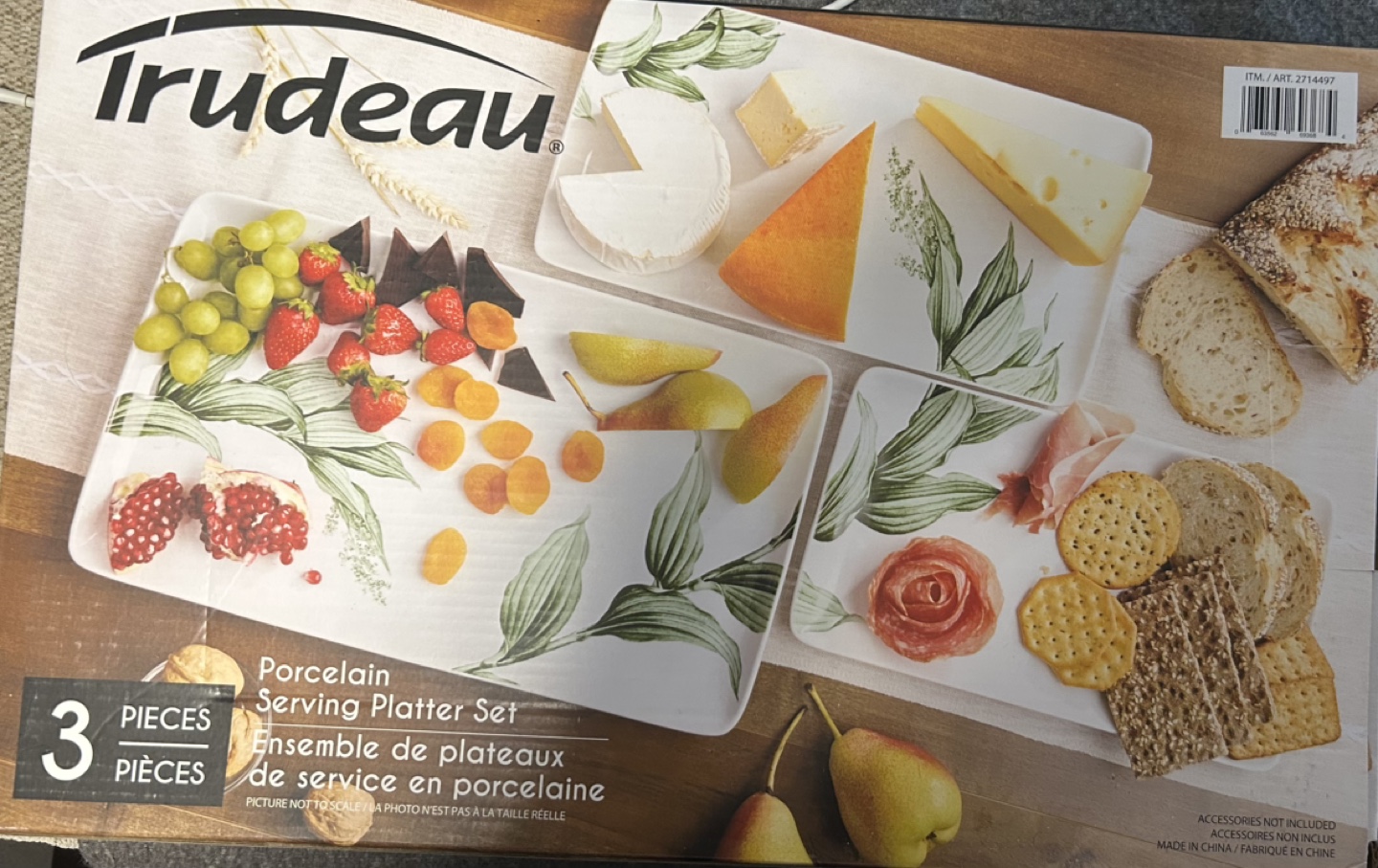 NEW TRUDEAU - Set of 3 Porcelain Serving Trays