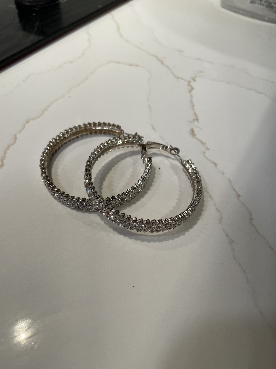 Large Silver Crystal Hoop Earrings