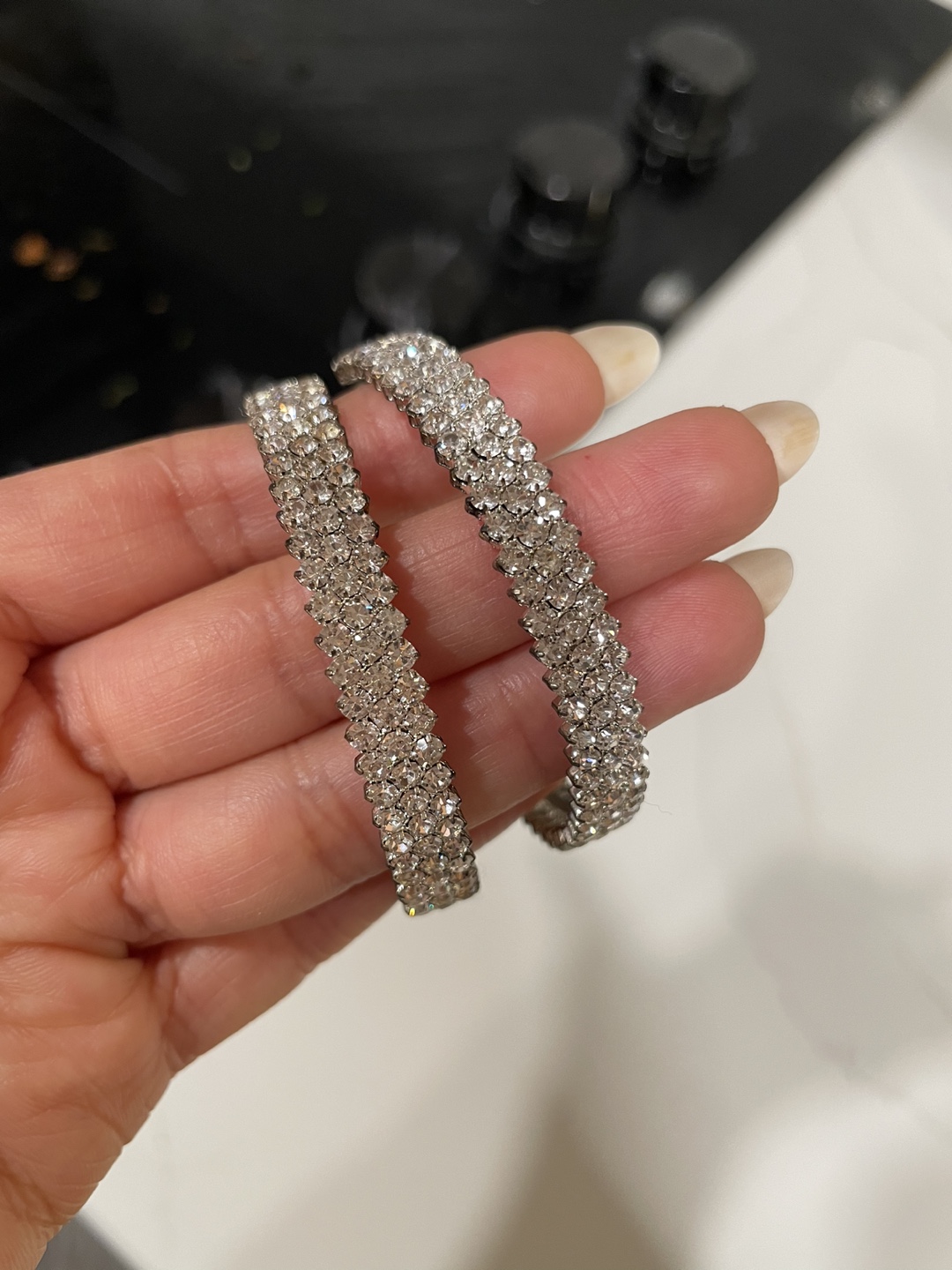 Large Silver Crystal Hoop Earrings - photo 2