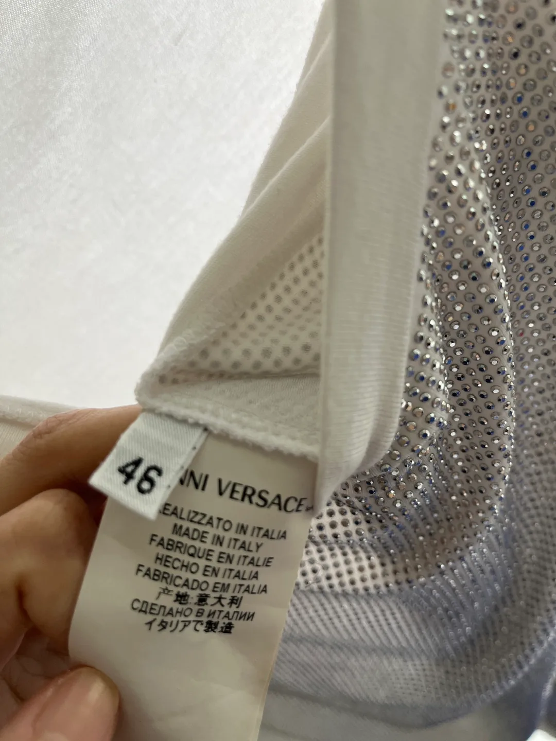 Versace Collection White T-Shirt with Rhinestones image indicator(2)