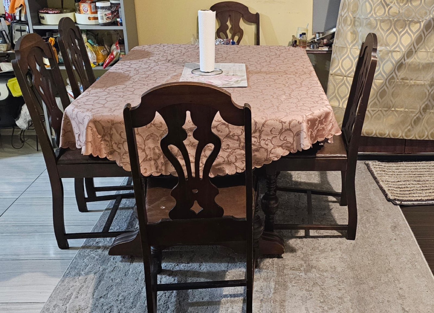 Wooden dining table and chairs set