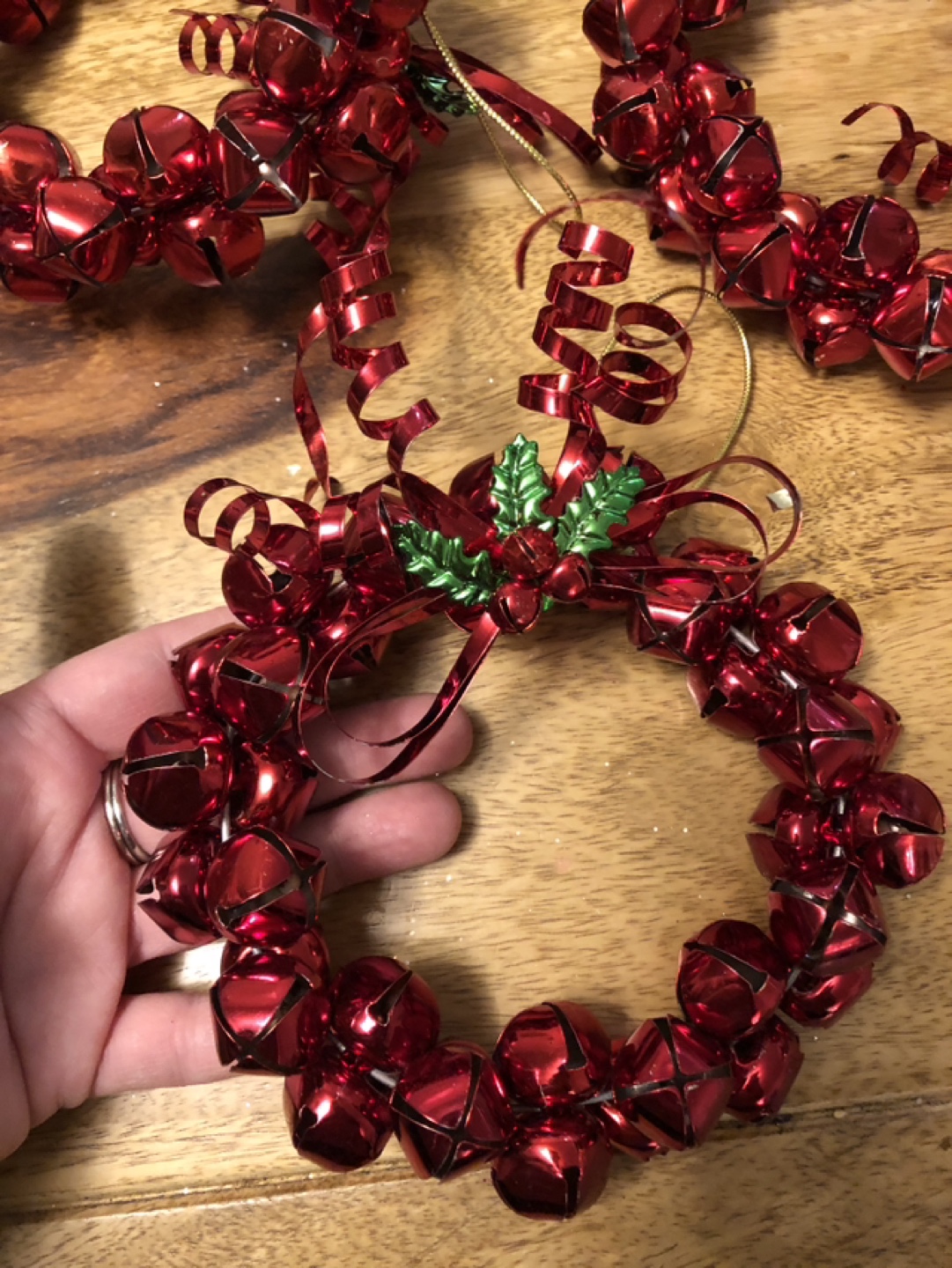 Set of 3 Red Christmas Bell Wreaths - photo 5