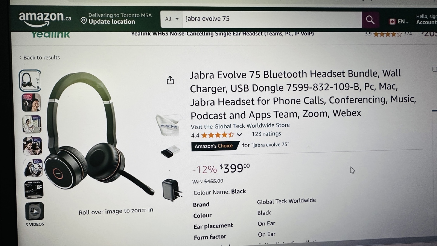 Jabra Evolve 75 Bluetooth Headset Bundle
