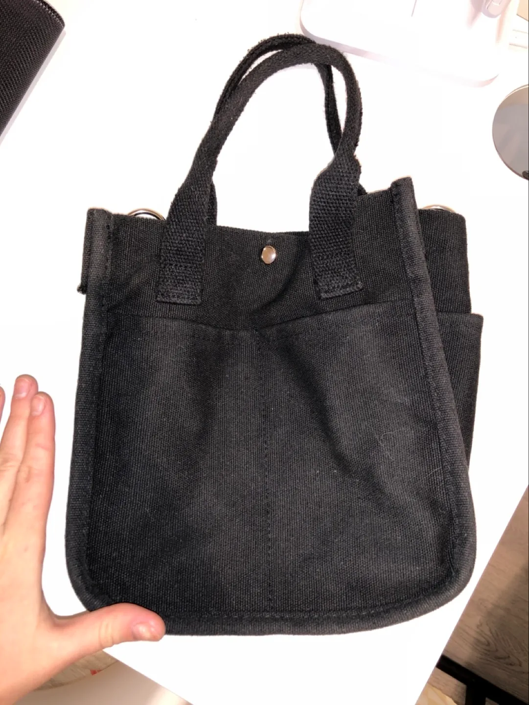 Black Canvas Tote Bag image indicator(2)