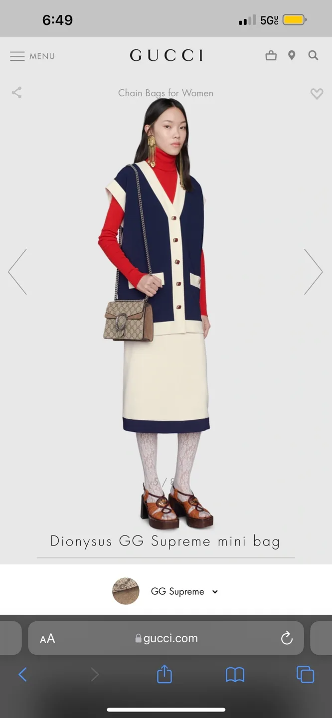 Authentic Gucci Dionysus GG Supreme Mini Bag image indicator(6)