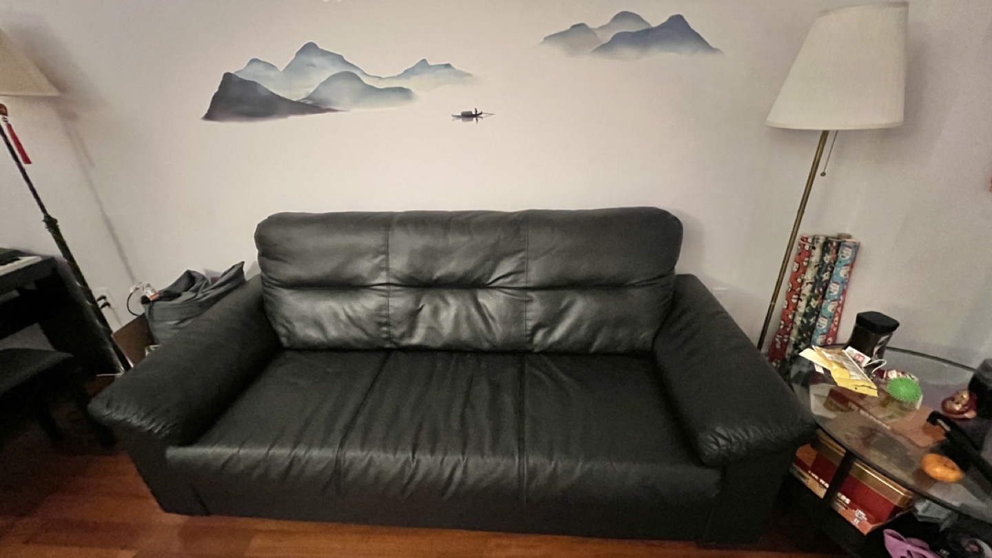 IKEA Black Leather Sofa