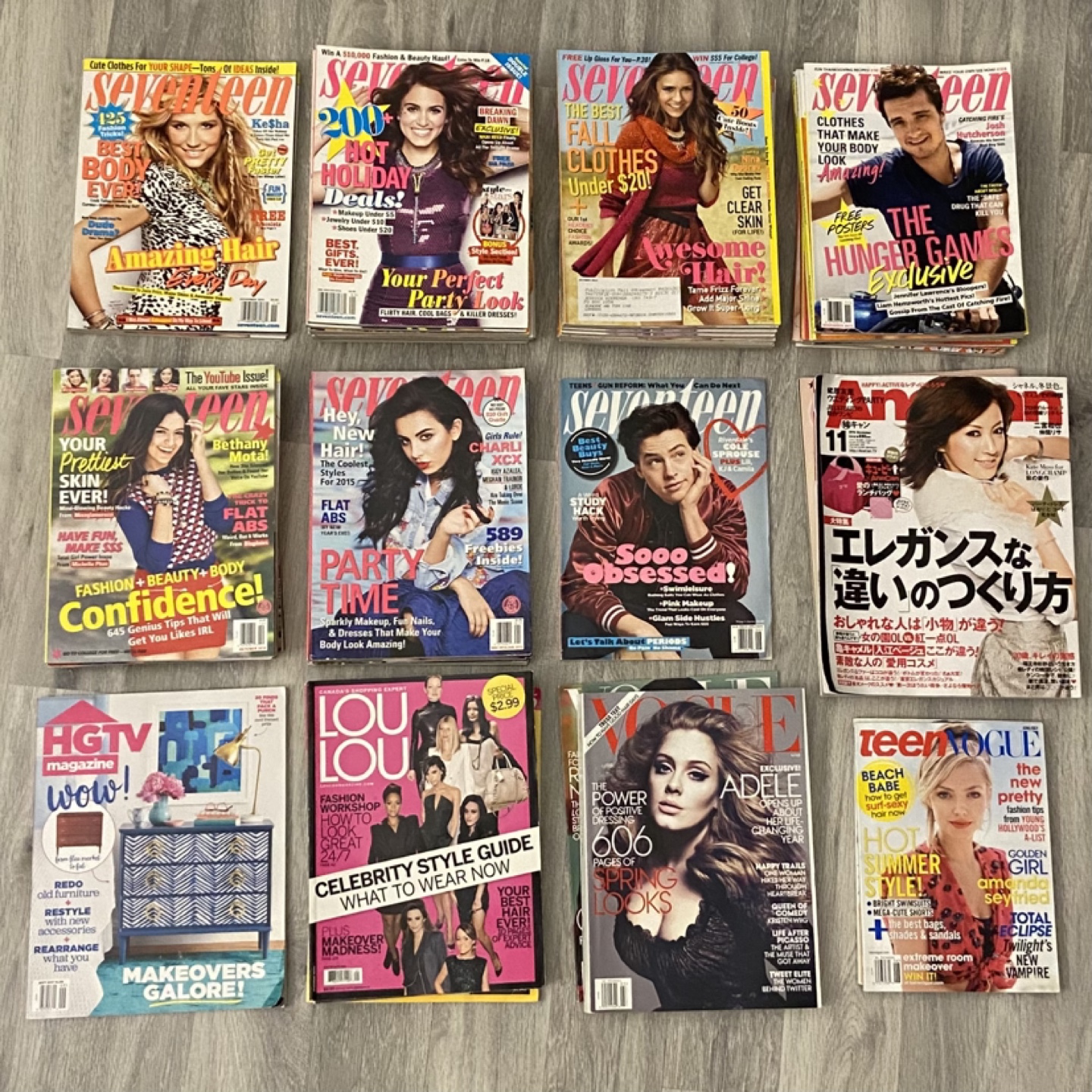 Large Lot of Seventeen, Teen Vogue, Vogue, and More Magazines