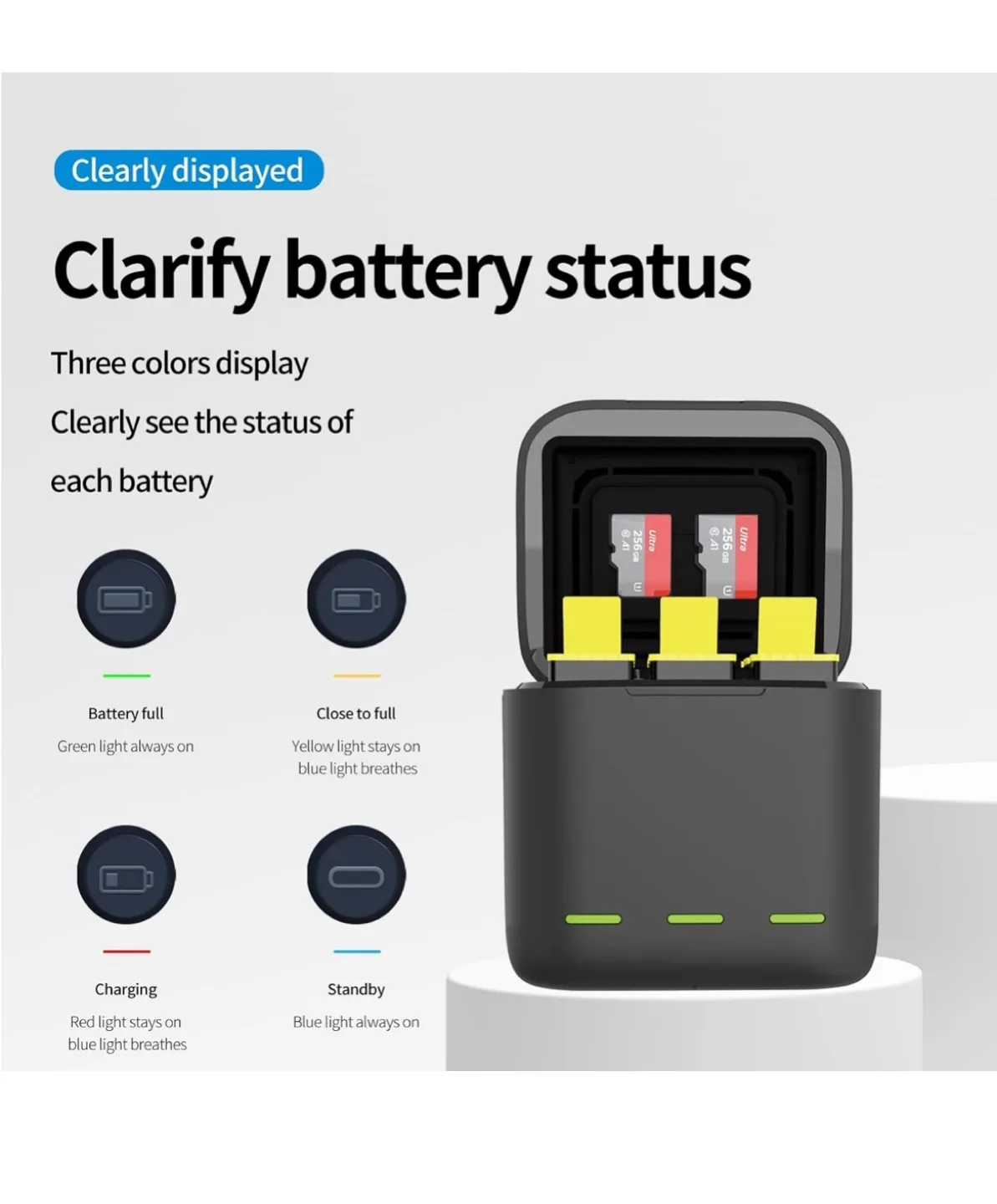 New Battery Charger for Go Pro 9 10 11 12 Camera image indicator(3)