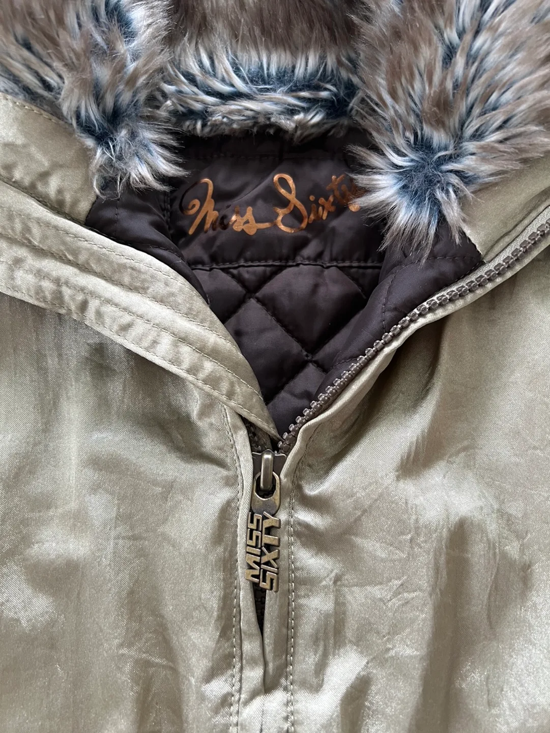 Miss Sixty Junior Gold Faux Fur Bomber Jacket image indicator(3)