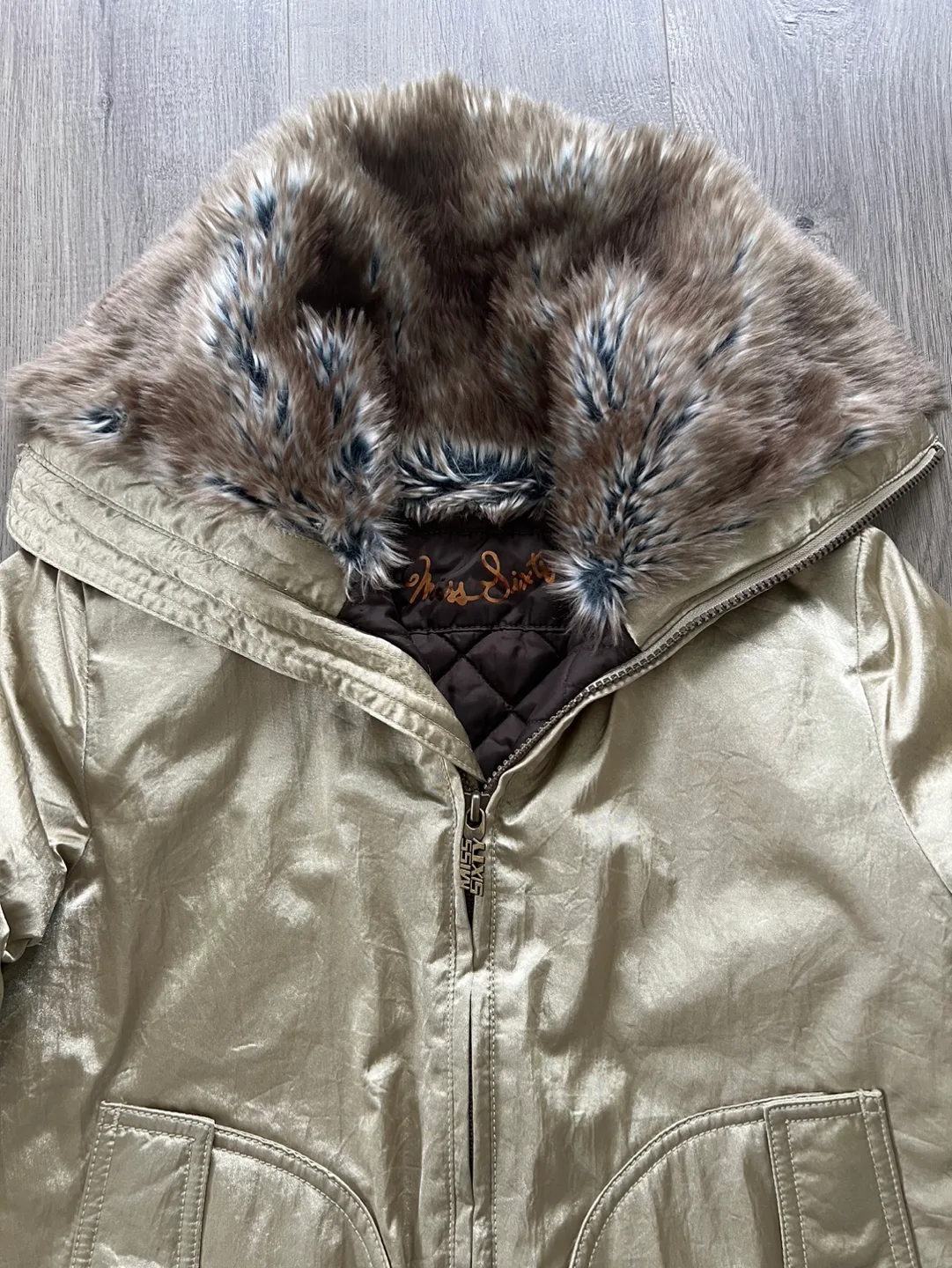 Miss Sixty Junior Gold Faux Fur Bomber Jacket image indicator(2)