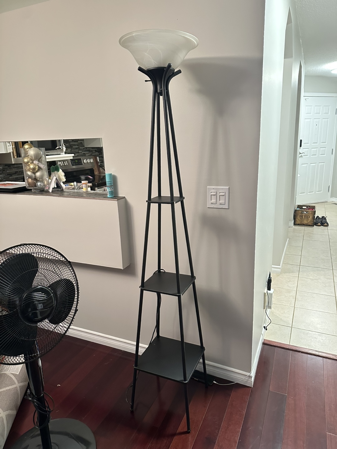 Black Floor Lamp with Shelves
