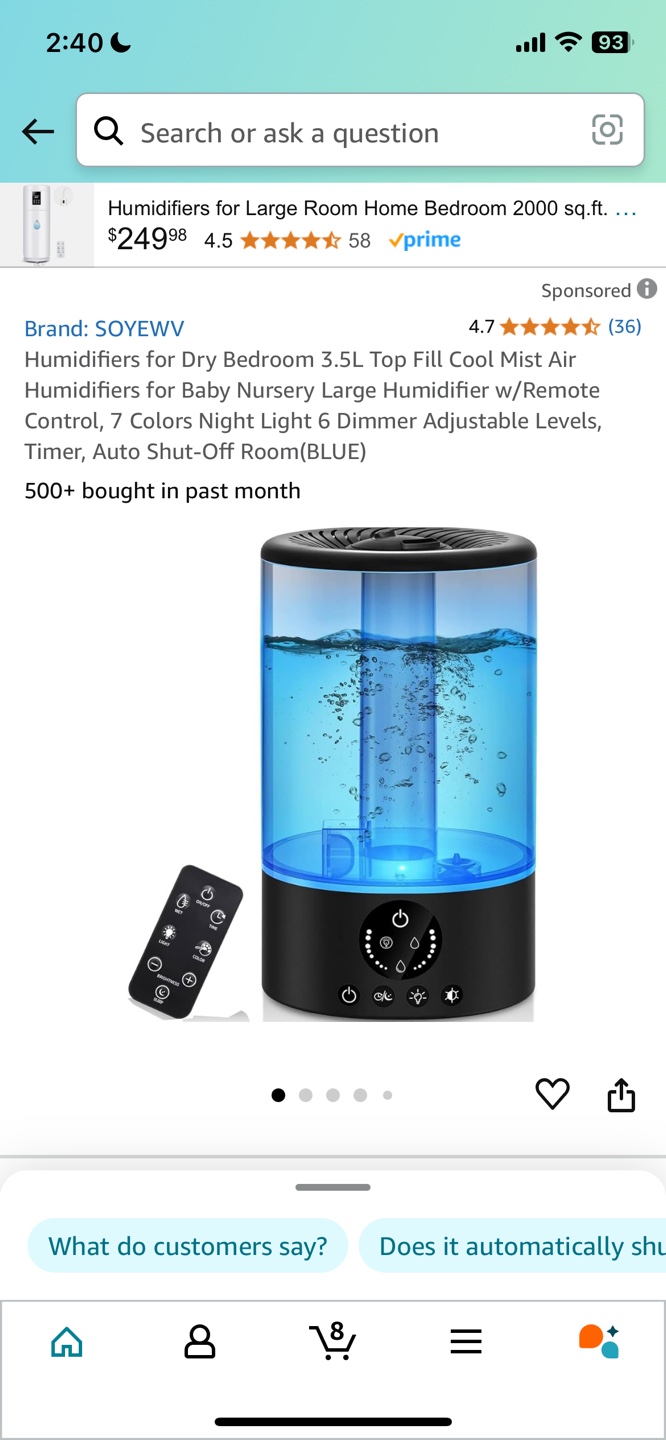 SOYEWV 3.5L Top Fill Cool Mist Air Humidifier