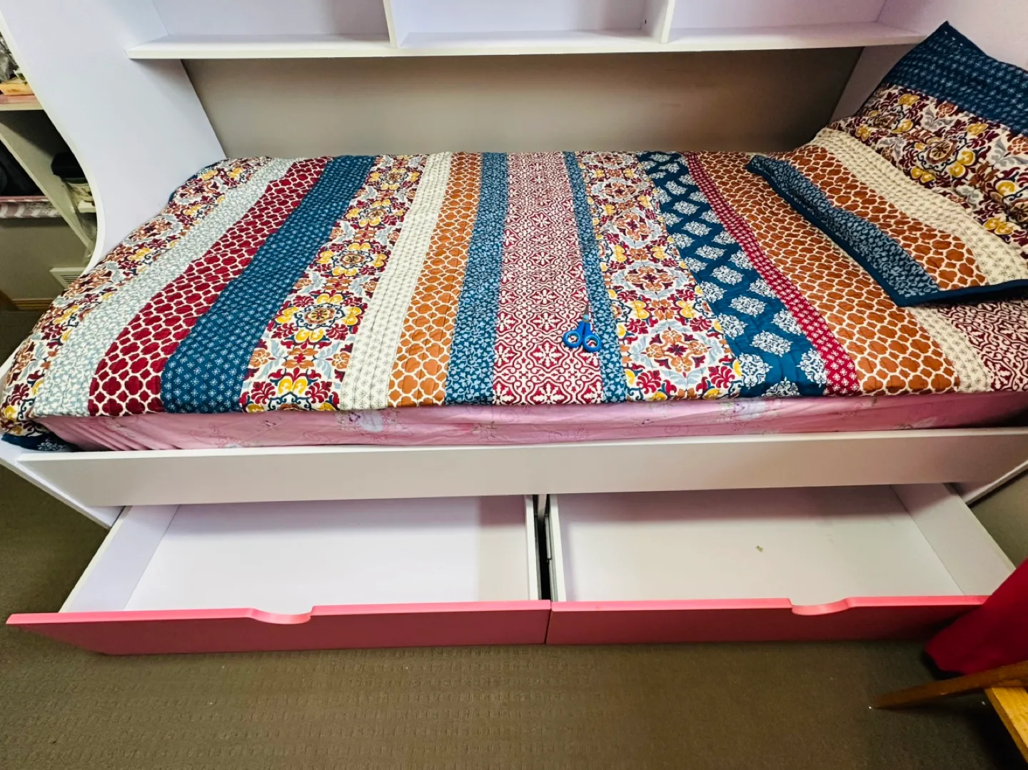 Price Reduced Twin Bed Frame with bookshelf and lots of storage. image indicator(4)