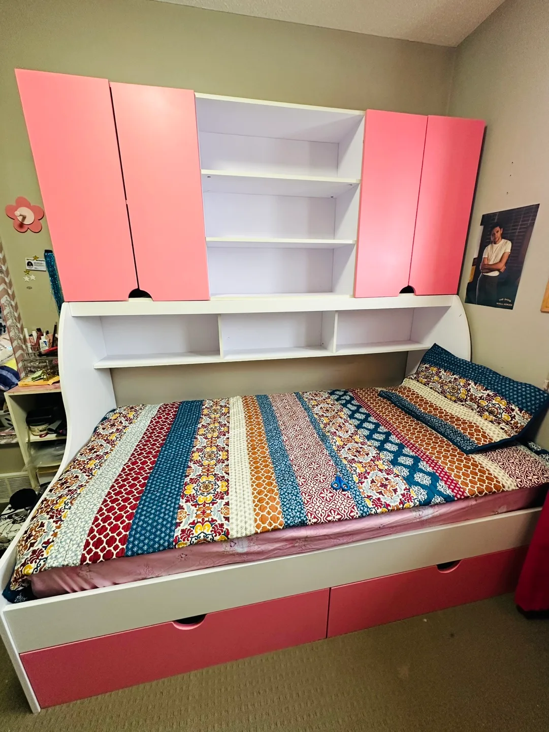 Price Reduced Twin Bed Frame with bookshelf and lots of storage. image indicator(2)