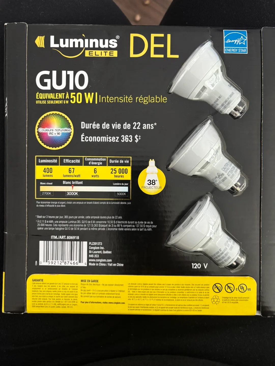 Luminus Elite GU10 LED Bulbs - 3 Pack - Dimmable image indicator(2)