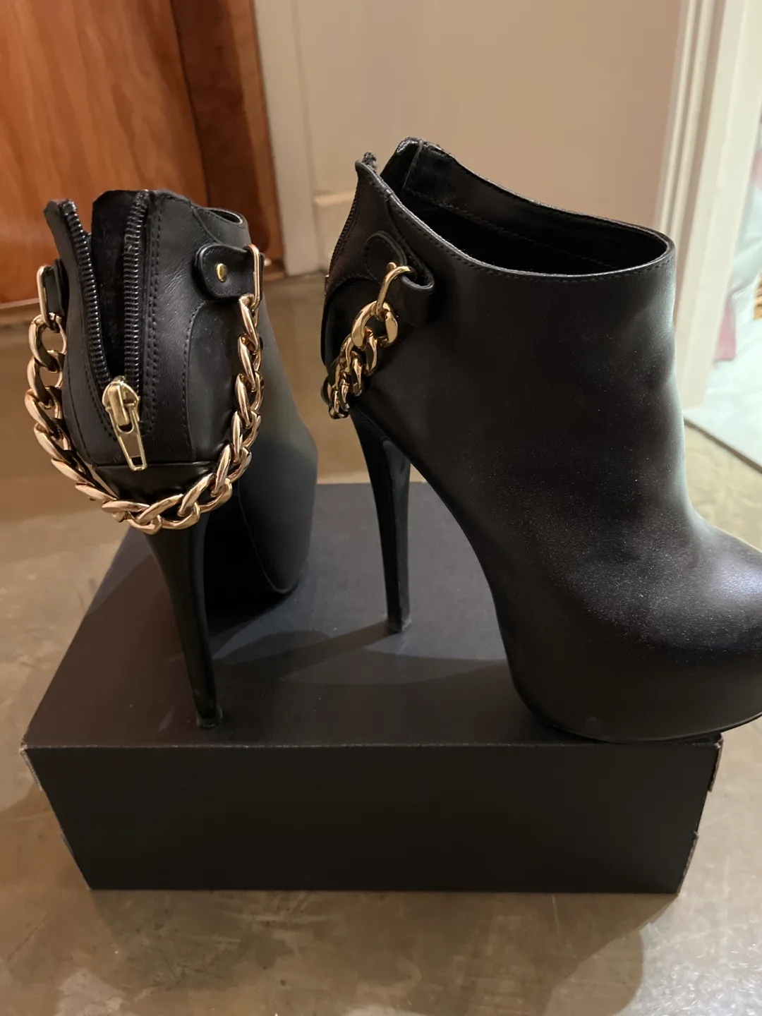 Steve Madden booties with Gold Chain image indicator(2)