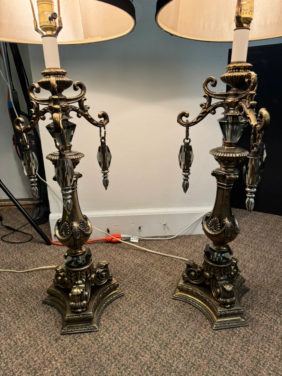 Pair of Crystal and Brass Table Lamps image indicator(2)