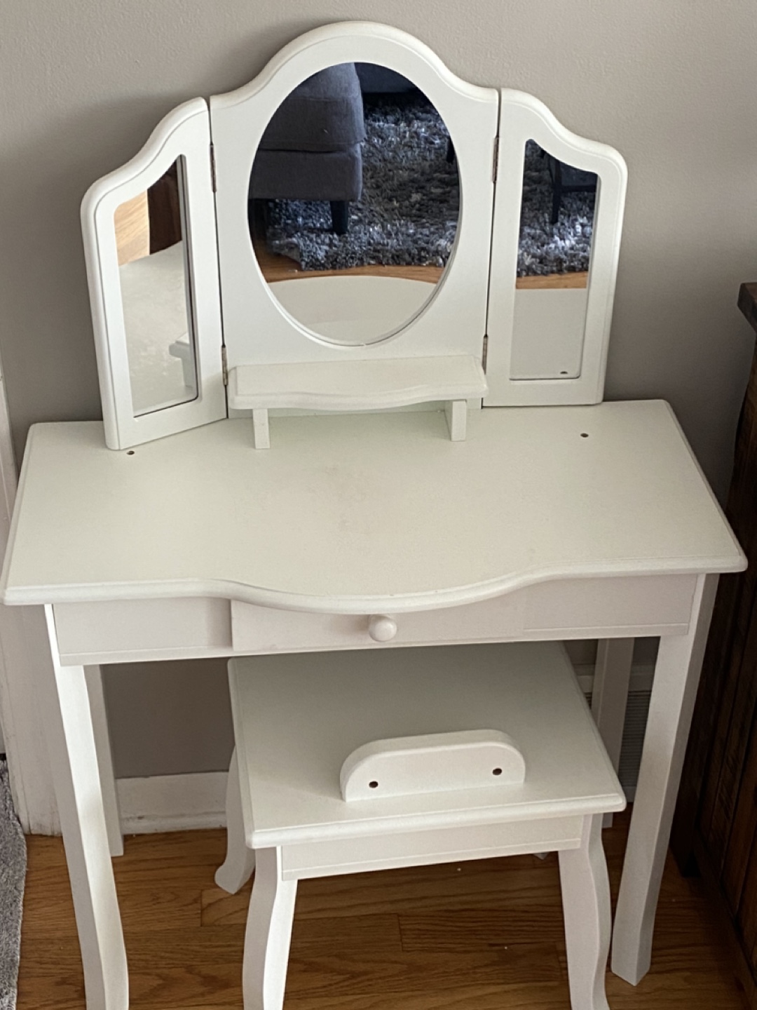 White Vanity Set with Stool