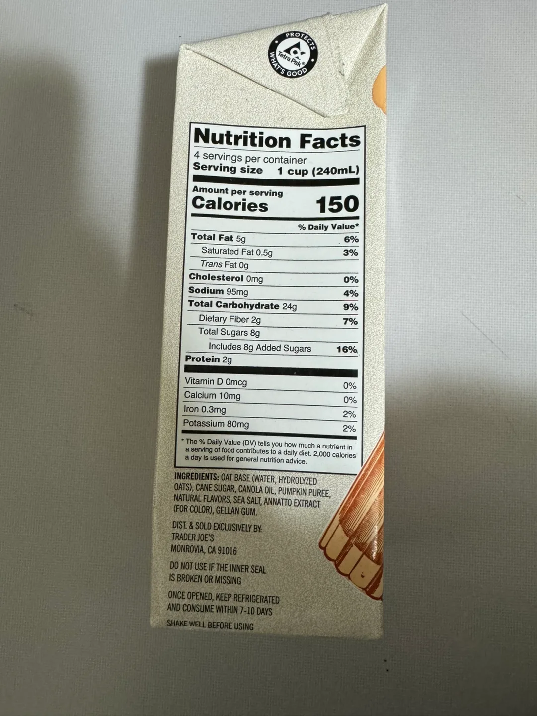 Trader Joe’s Pumpkin Oat Beverage image indicator(2)