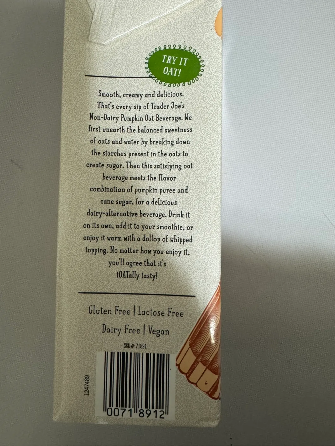 Trader Joe’s Pumpkin Oat Beverage image indicator(3)