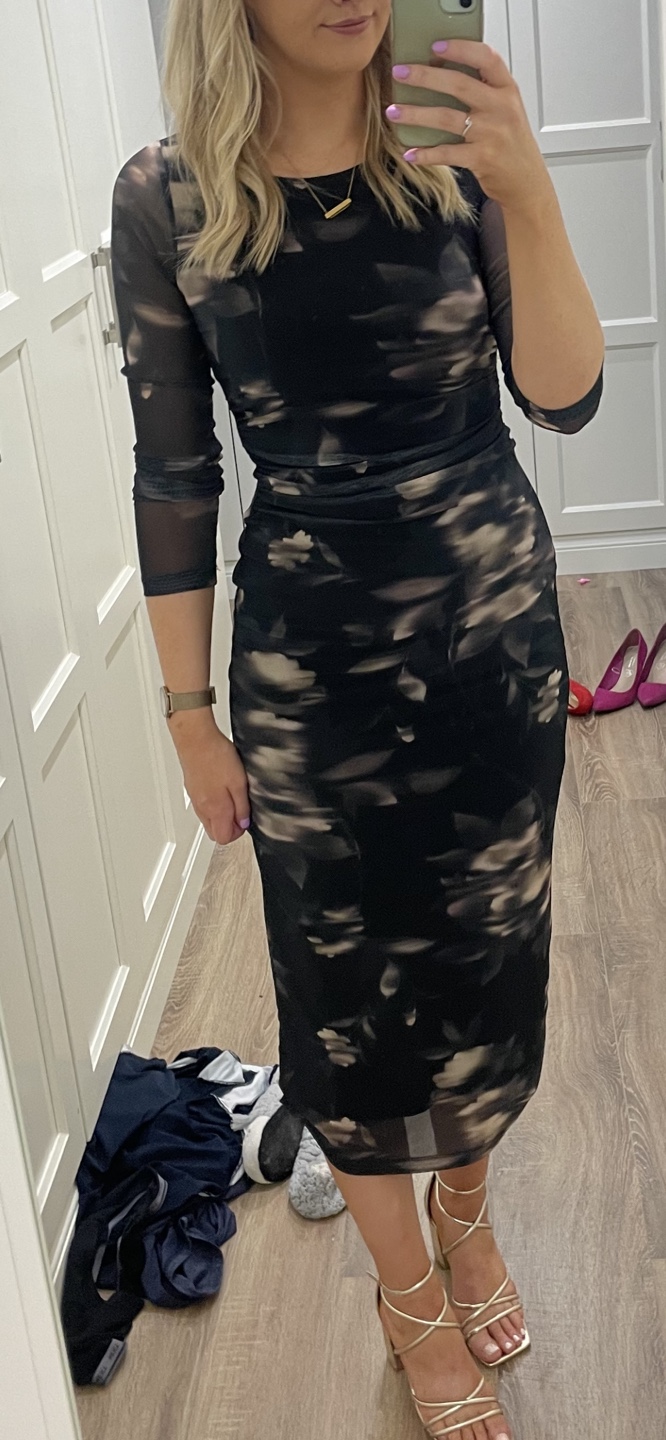 Black Mesh Midi dynamite Dress