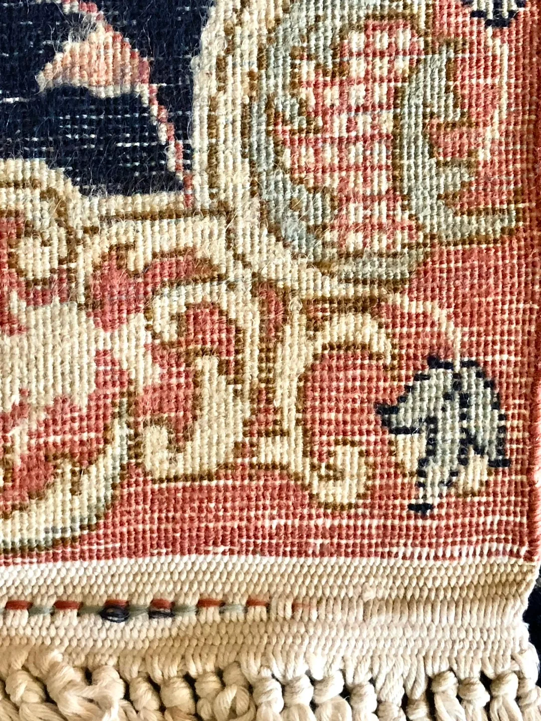 LARGE ANTIQUE LAVER KIRMAN ORIENTAL CARPET HAND MADE WOOL & SILK image indicator(10)