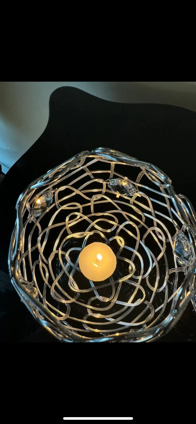 Set of 2 Silver Metal Candle Holders image indicator(3)