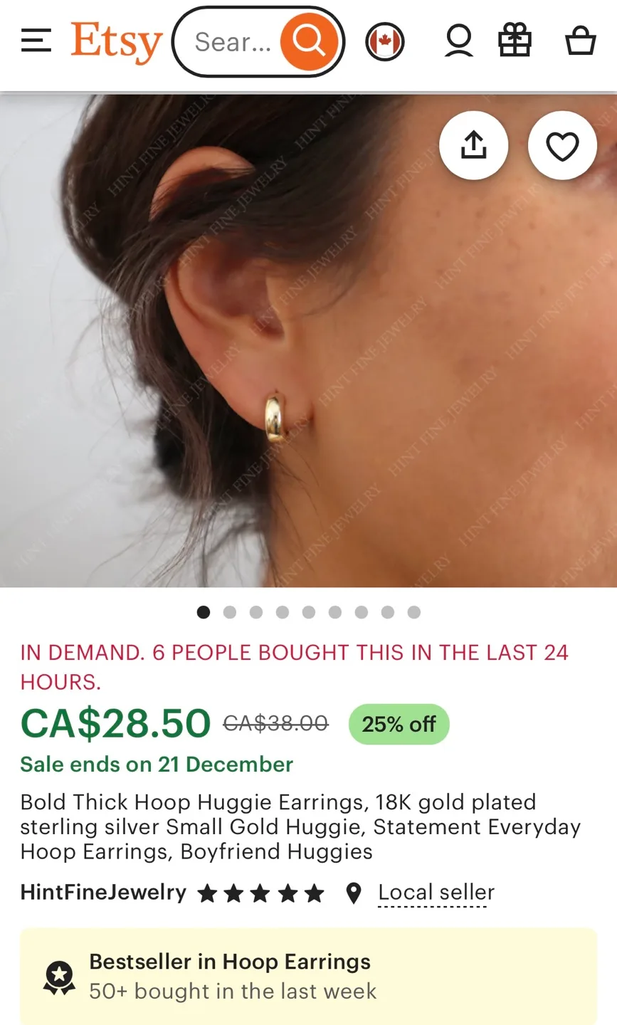 Gold Hoop Earrings 18K Gold Plated image indicator(5)