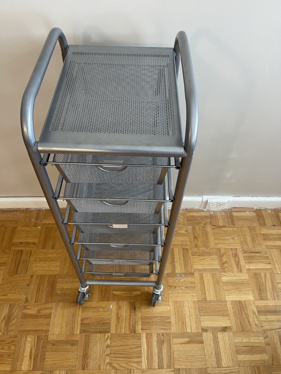 Metal Rolling Storage Cart with Five Drawers