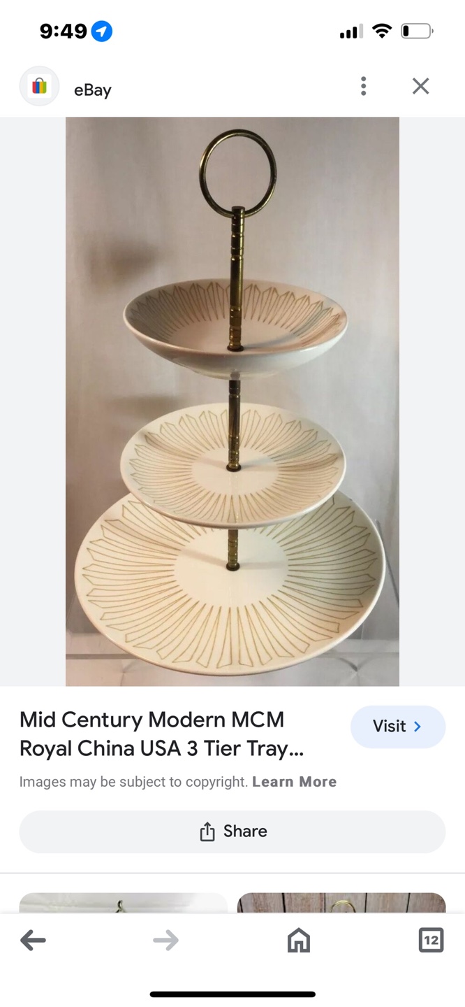 Vintage MCM 3 Tier Serving Tray