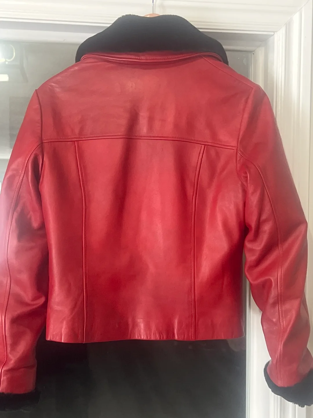 Danier Red Leather Jacket with Fur Collar and cuffs image indicator(2)