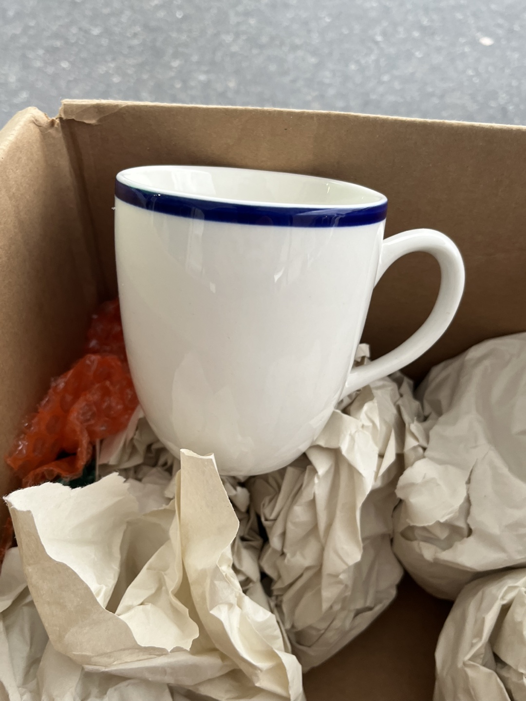 White Mug with Blue Rim