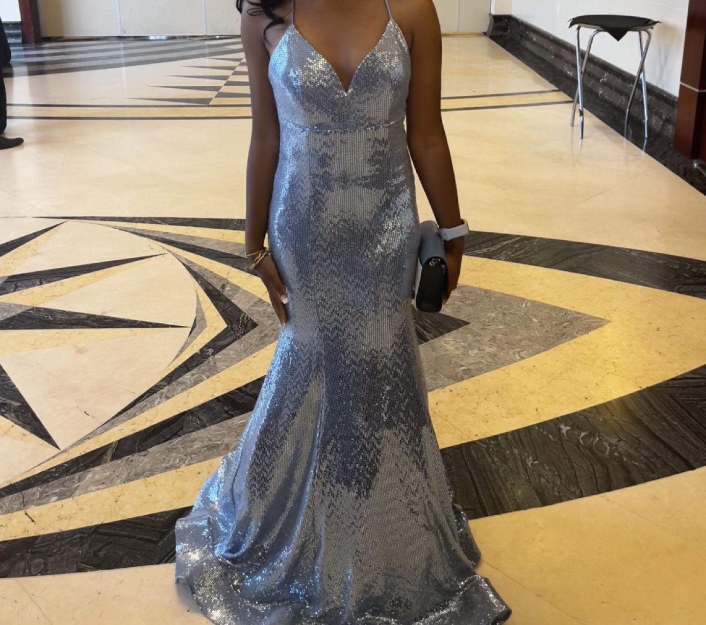 City Studio Light Blue Sequin Mermaid Dress